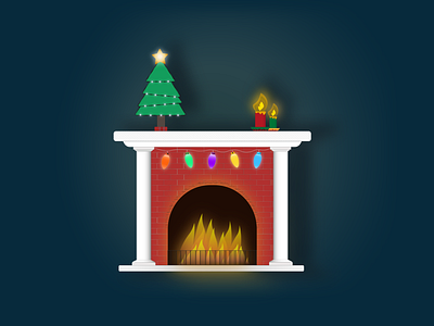 Winter Holydays' Fireplace candles christmas lights christmas tree colors design gradient holidays illustration illustrator mood story vector