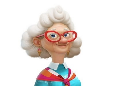 Granny character glasses grandmother granny haircut old lady