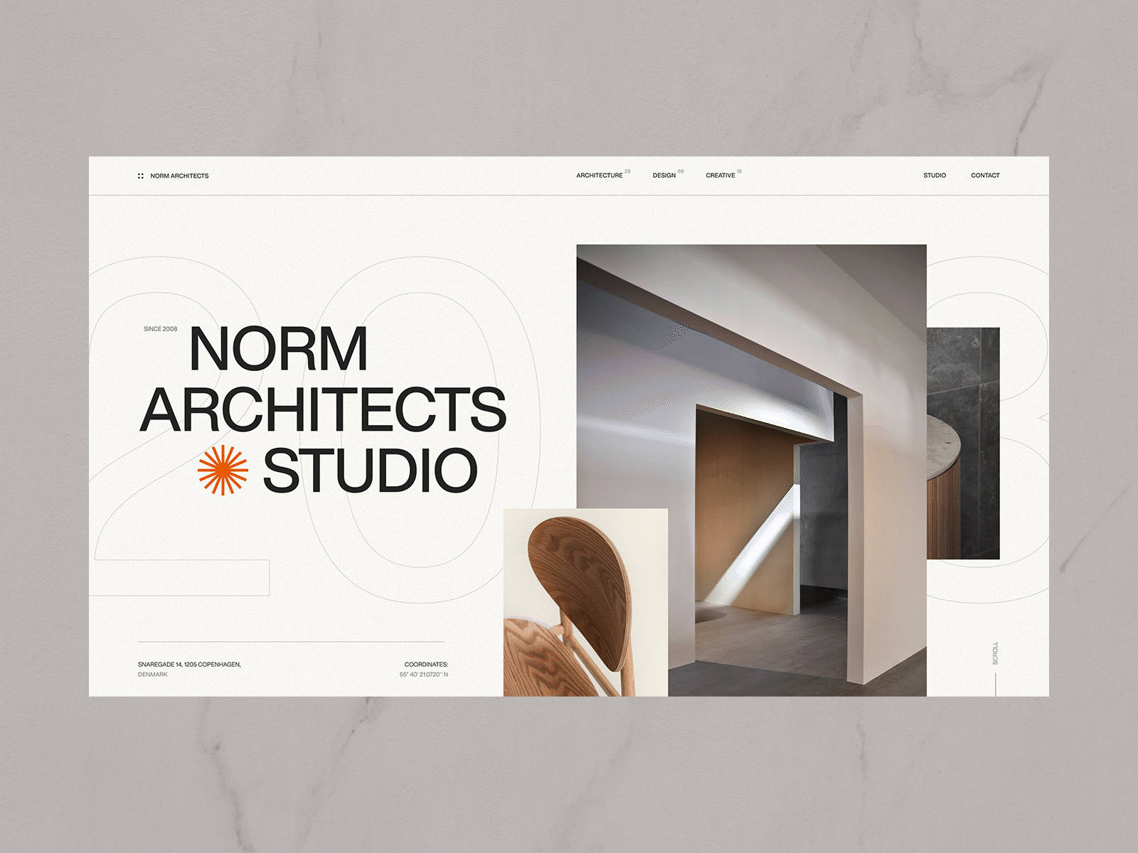 Norm Architects architecture black blog design furniture interaction minimal project swiss typography ui website