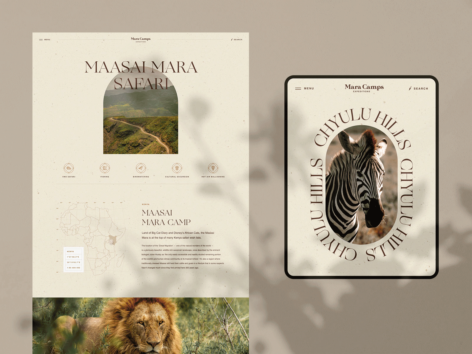 Mara Camp Safari africa animal animation branding business card design graphic design interaction logo map minimal mobile poster safari slider tour travel ui ux