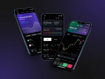 Crypto App app balance buy crypto cryptocurrency darkmode futures graph homepage indicators investing margin market menu sell spot statistic trading ui wallet