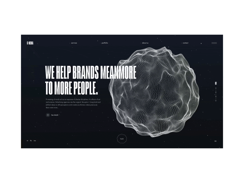 G-Media Agency website animation design interaction minimal space agency ad obys sphere ui ux