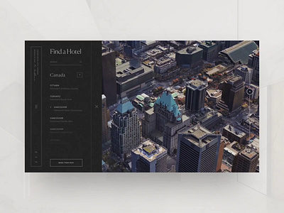 Fairmont Find a Hotel animation design hotel house interaction map minimal ui web