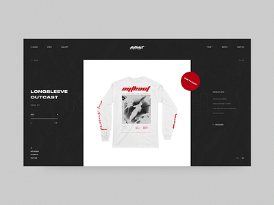 Outcast.Metal Merch Page band black clothing design fashion interaction minimal music musician red ui ux