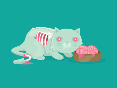 Cats Will Walk The Earth brains cat cute illustration kawaii zombie zombies