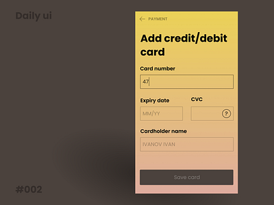 Daily UI 002 checkout page credit card daily ui dailyui form gradient ui