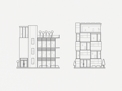 Smart buildings wireframe illustration