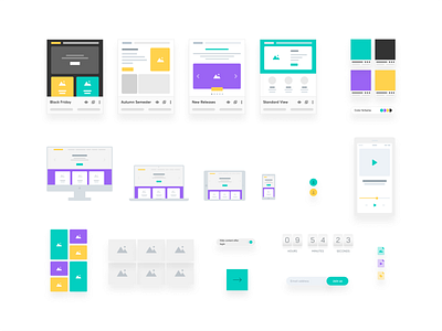 Wireframe style UI elements set art direction cards components controls counter creative devices figma grid iconography icons iconset illustrations responsive styling ui ui elements user inteface vector wireframe