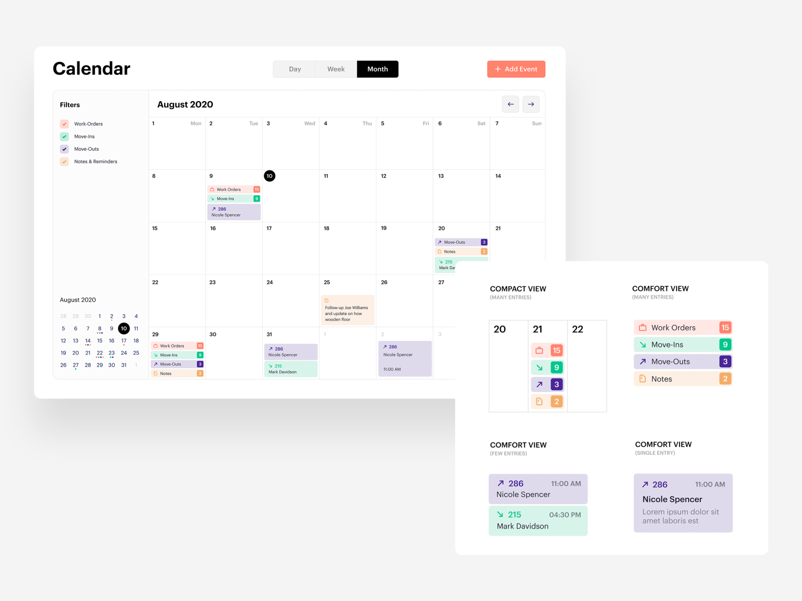 Responsive calendar UI events categories by Christos on Dribbble