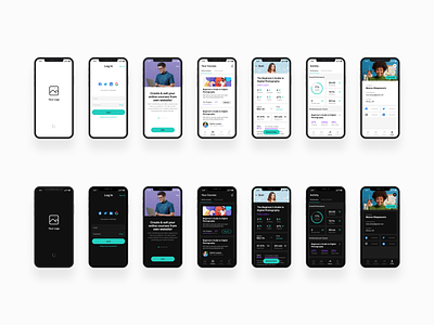 e-learning app (light/bright theme) activity cards courses dark light data e learning education figma ios iphone lms mobile app design online school product design profile saas school theme ui ux white label