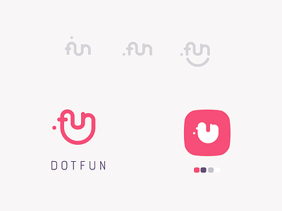 dotFun Logomark Development app icon brand brand identity dot duck icon logo development logomark logotype palette sign smile