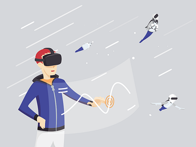 AR / VR Developers analytics ar vr augmented chart code devs flying dev gear illustration jetpack reality virtual reality