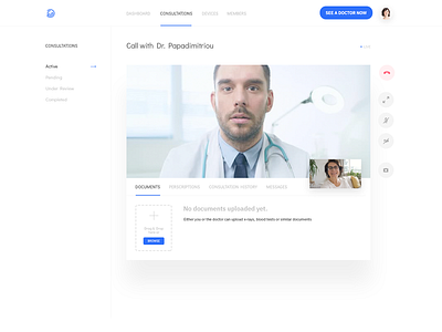 Medical app / Video consultation screen