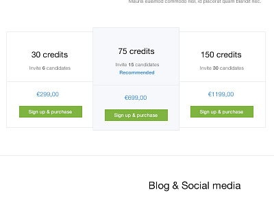Pricing credits homepage pricing