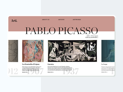 Arti. Website / Pablo Picasso ux web