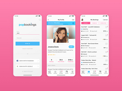 PopBooking Talent & Event Staffing Platform product design ui ux