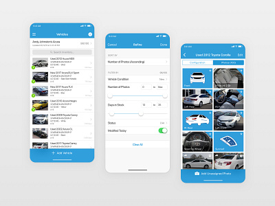 SnapLot Vehicle Inventory Management product design ui ux