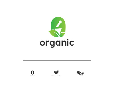 Organic logo concept brand identity branding business logo creative creative logo green logo herbal letter mark logo letter o lettermark logo design logo designer logotype medicine monogram mortar and pestle o letter logo organic symbol vector