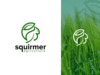 Squirmer Agriculture Logo Design animal brand identity branding creative logo design eco farming flat identity illustration leaf lines logo logo design logodesign logotype natural simple squirrel