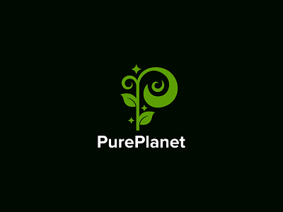 Pure Planet | P Letter With Tree Logo Design