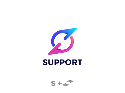 Support - S Letter with Hand Logo Concept abstract app icon design brand identity branding business logo gradient logo hand logo iconic mark logo agency logo concept logo design logo maker logo mark logotype meaningful modern logo s letter logo s logo supportive visual identity