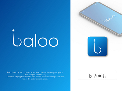 Baloo - App logo airplane b brand identity concept corporate identity creative design icon l logotype letter logo logo design logo designer mark minimalist monogram travel vector