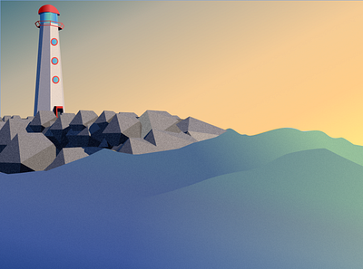 Low Poly Lighthouse abstract affinity designer beauty creative destination digital art escape geometry gradients horizon illustraion inspiration lake front landscape lighthouse low poly art ocean sunset tides vector art