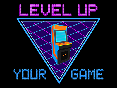 Level Up Your Game affinity designer arcade art creative digital art gaming graphic design illust illustration inspiration logo neon retro