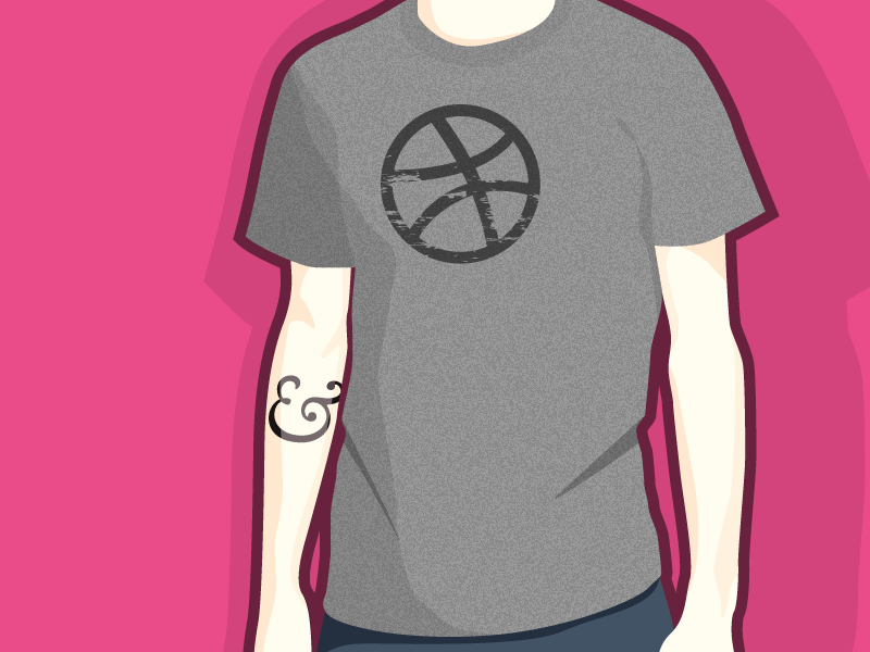 Self-Portrait (kinda) dribbble illustration person pink shirt tee weathered