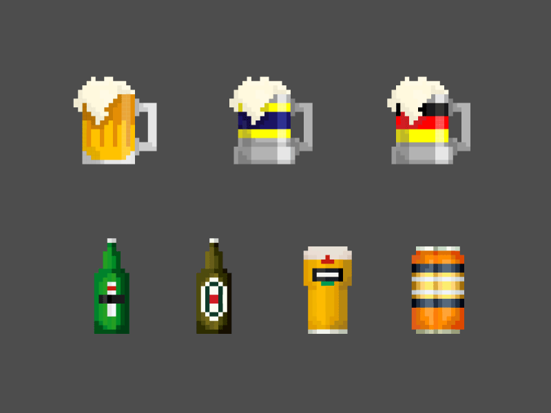 BEER! beer booze bottle can flat germany icon illustrator mug pixel art pixel art pixels