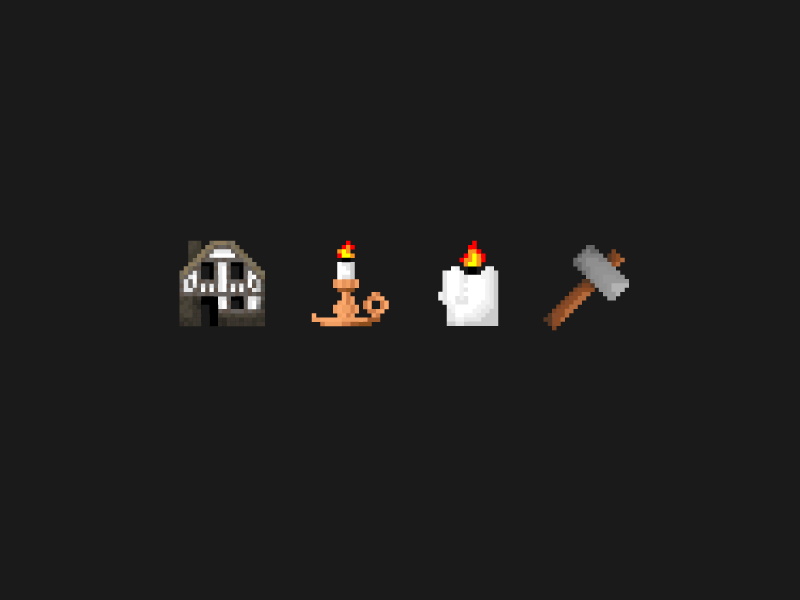 More Pixel Icons 8 bit candle german hammer house icon pixel