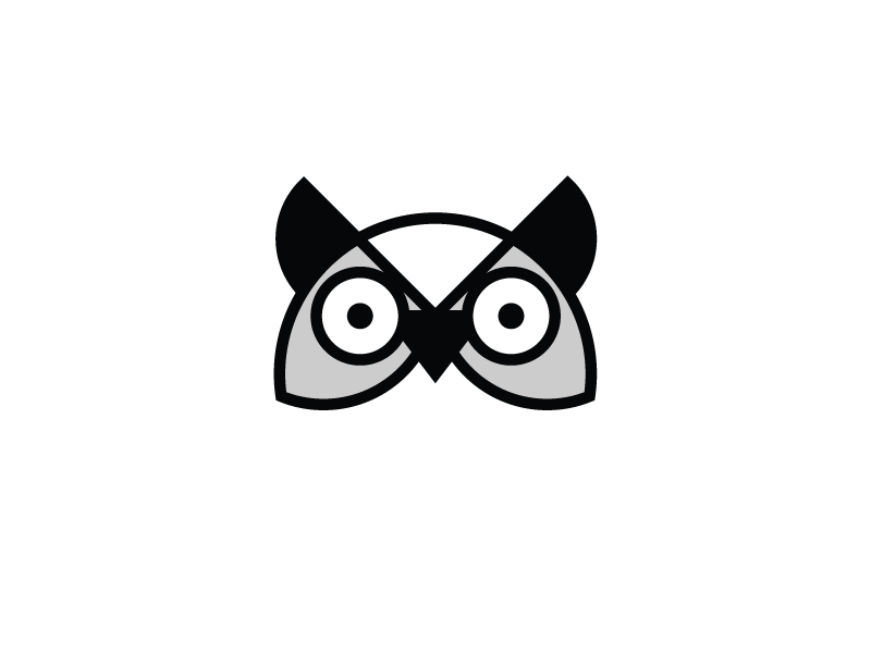 Logo Exploration bird branding bw hoot line logo owl