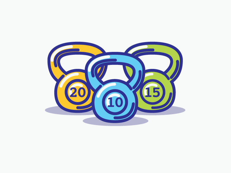 Kettlebells fitness illustration kettlebell lifting line weights workout