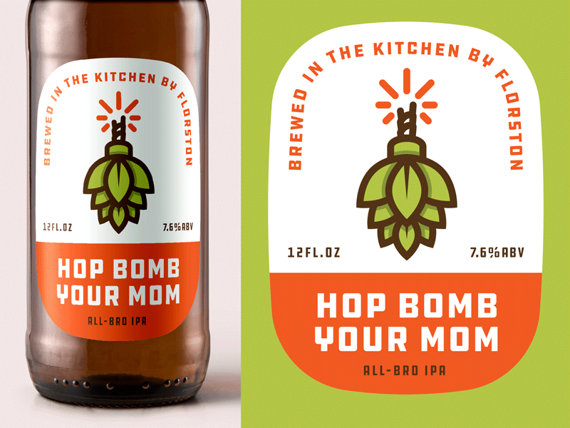 Florston - Hop Bomb Your Mom IPA Beer Label beer bomb brewery brogrammer hop ipa label logo