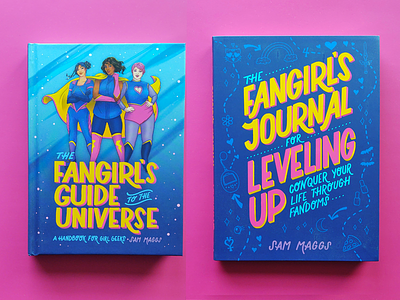 Fangirl's Guide to the Universe Covers book cover book cover design character design character illustration cover illustration custom type editorial illustration fan girl fandom gaming geeky hand drawn type illustration journal cover lettering nerd sam maggs space typography video games