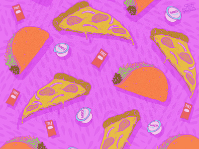 Fast Food 80s doritos drawing fast food fire food hot sauce illustration pattern pizza retro taco