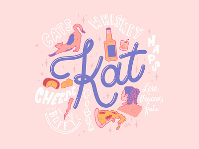 #HOMwork - Name buffy cat cheese illustration lettering pastel pizza princess leia star wars type typography whiskey