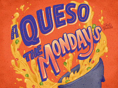 Queso The Mondays cheese custom type design hand drawn type illustration jalapeno lettering mondays peppers queso type typography