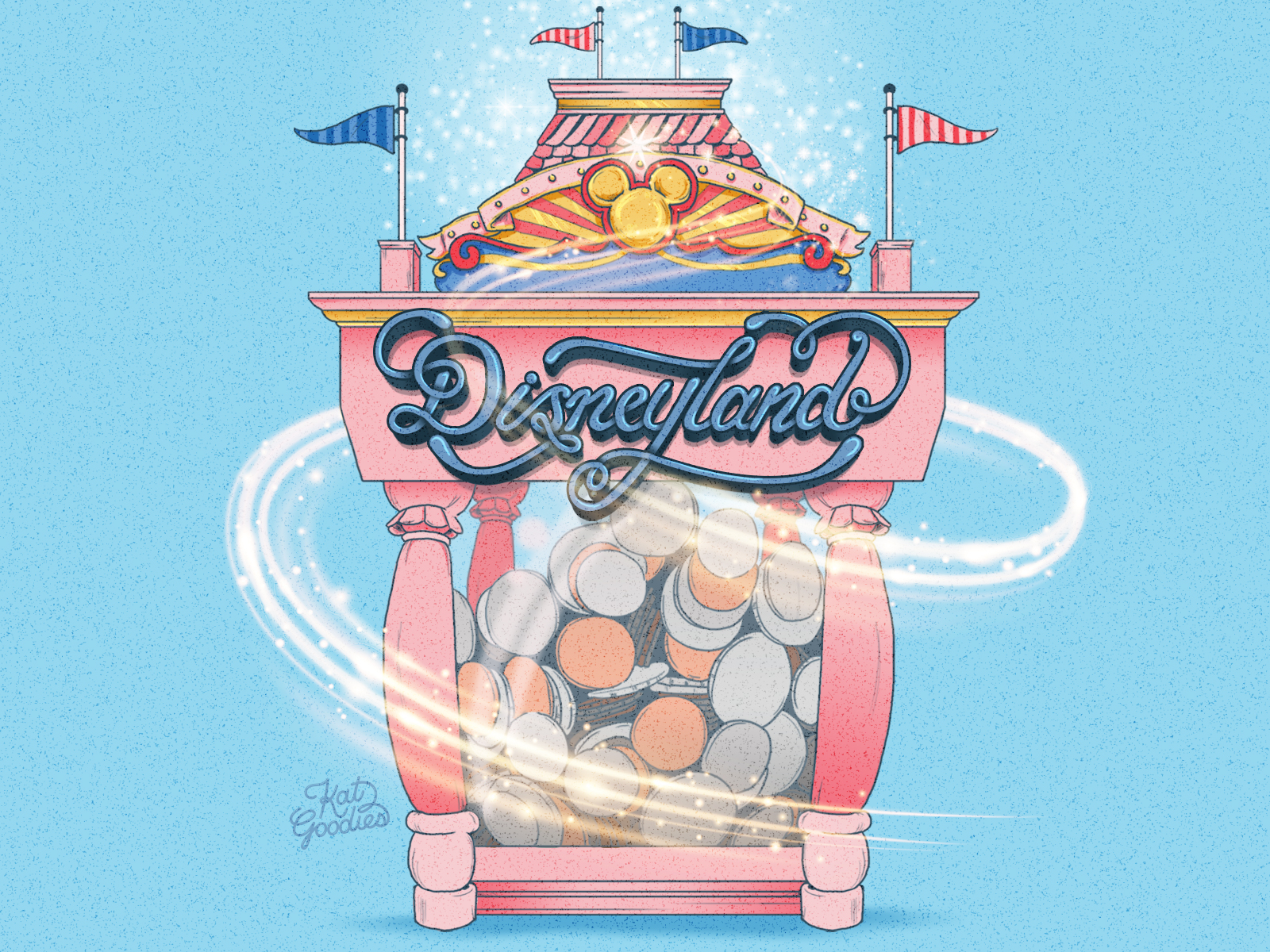 Disneyland design disney disney art disneyland fantasy hand drawn type illustration lettering piggybank type typogaphy whimsical