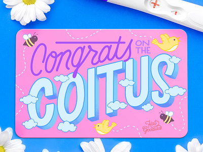 Coitus bees birds custom type floral gift card gift cards gift certificate illustration lettering pastel type typography