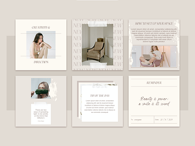 Nude Social Media Template art direction branddesign branding design graphicdesign instagram post instagram story instagram template neutral colors nude quote design quoteoftheday quotes social media design social media pack socialmedia ui visual design