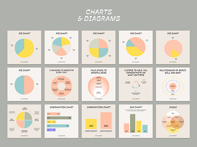 Wellness Coach Instagram template pack - charts & diagrams