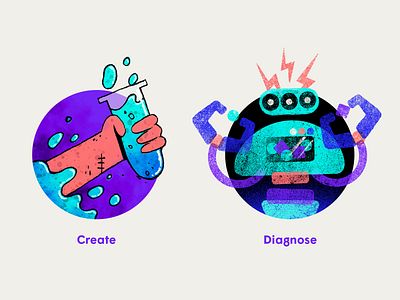 The Lab Studio | Process Icons brand identity branding create diagnose icon lab laboratory potion process robot ui icons