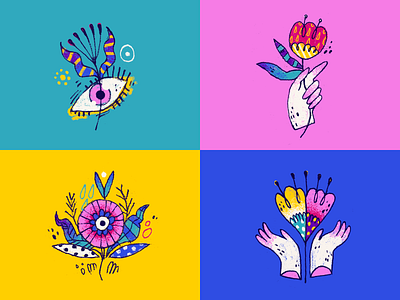 YEiLY | Social Icons artwork design floral flowers handmade icon design icon set icons tropical