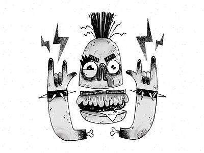 Burgers Rock! art artwork burger character character design handmade heavy metal illustration metal music rock rock and roll