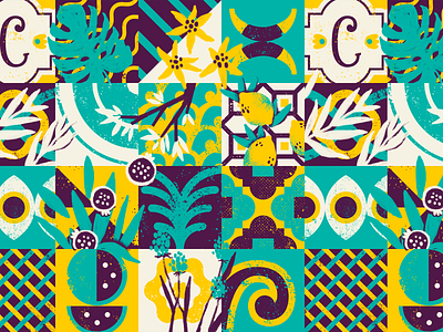 Caminito | Pattern art artwork branding caminito floral flowers handmade illustration latino lemons pattern texture tile tropical