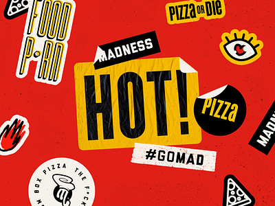 Mad Food Company | Stickers branding design food illustration music pizza pizzeria restaurant stickers vector