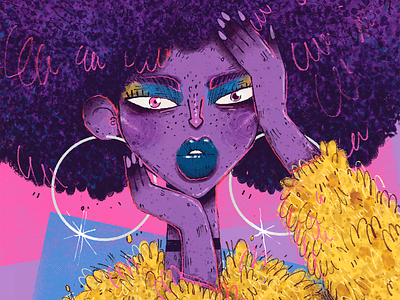 Pop Art Girl afro art artwork character character design fur gamour glam handmade illustration nails pop art pop culture portrait