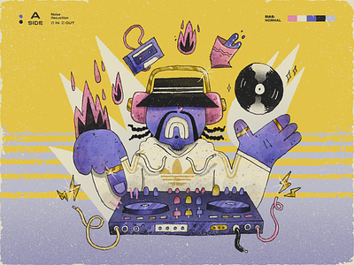 Scratchin' adidas art artwork character character design disc jockey dj dj flyer handmade illustration music poster producer record scratch vinyl