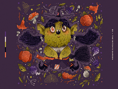 Drawtober 2019 | 01 — The Witch’s Garden art artwork challenge character character design drawtober halloween handmade illustration inktober pumpkin scary witch